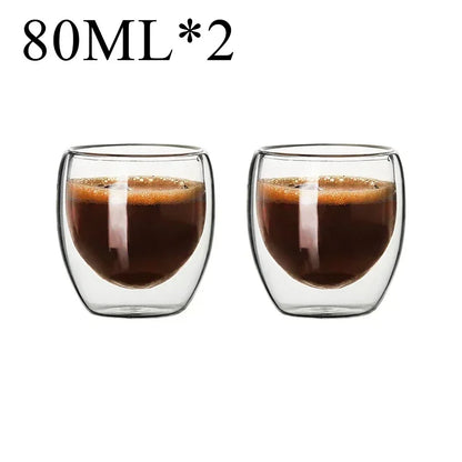 2-18PCS Double Wall High Borosilicate Glass Mugs – Heat Resistant Tea, Coffee, Milk, and Juice Cups, Creative Bar Drinkware Gift Set
