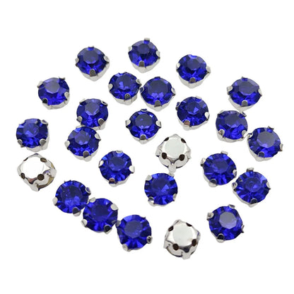 Round Glass Rhinestones with Claw – Silver Base Sew-On Crystals for Clothing, Shoes, and Crafts