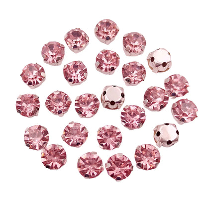 Round Glass Rhinestones with Claw – Silver Base Sew-On Crystals for Clothing, Shoes, and Crafts