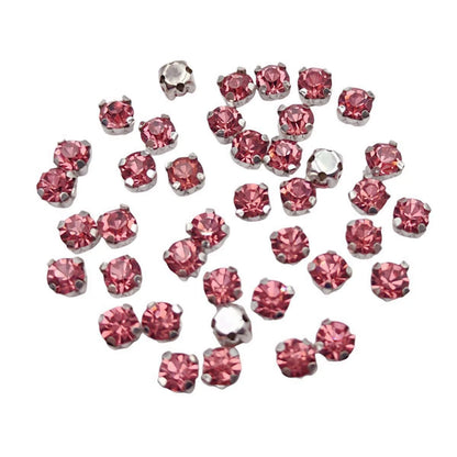 Round Glass Rhinestones with Claw – Silver Base Sew-On Crystals for Clothing, Shoes, and Crafts