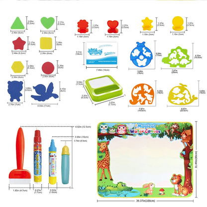 100x80CM Magic Water Drawing Mat – Reusable Doodle Board Montessori Educational Toy for Kids
