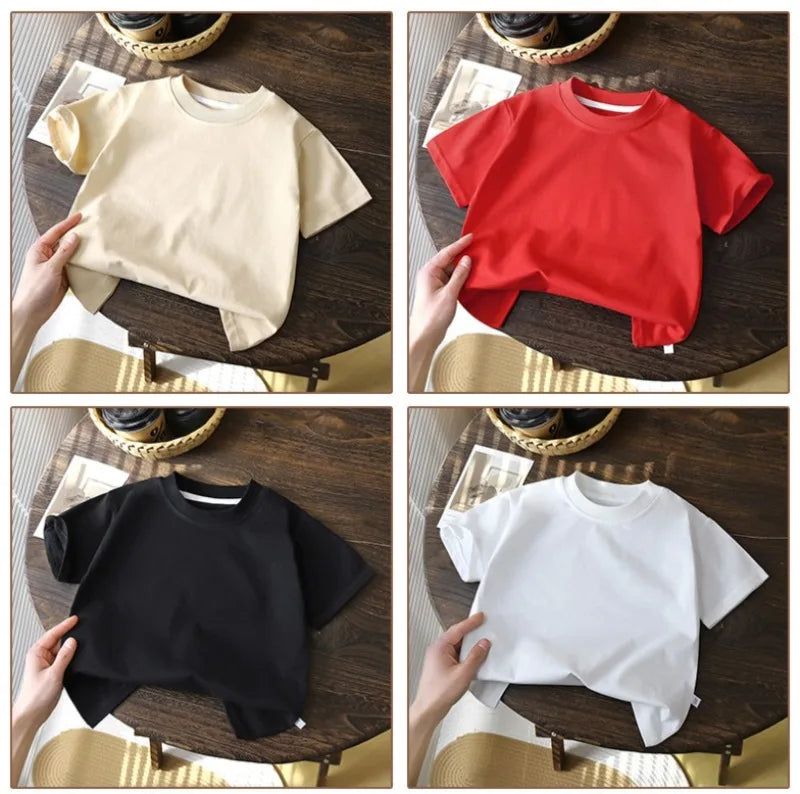 2-10Y Children’s Pure Cotton Short Sleeve Pullover T-Shirt – Baby Boys & Girls Summer Tops