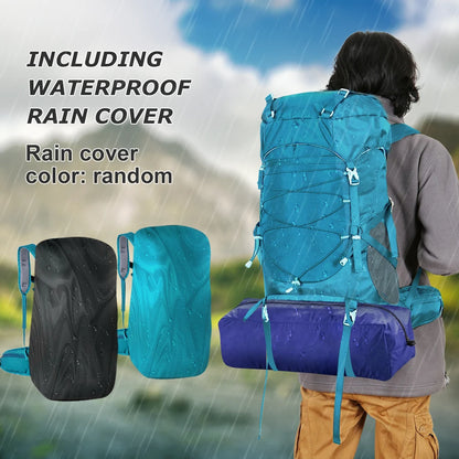 WESTTUNE 50L Waterproof Hiking Backpack with Rain Cover – Multifunctional Outdoor Travel & Mountaineering Bag