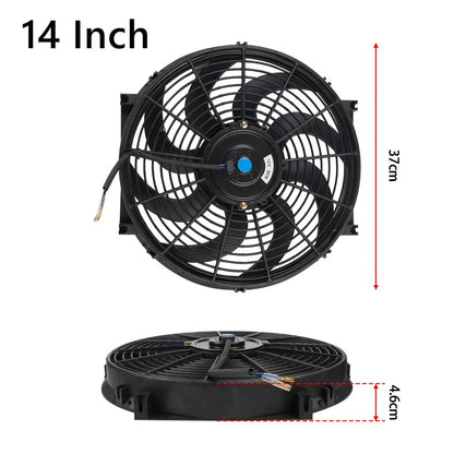Universal 7/9/10/12/14/16 Inch 12V 80W Car Radiator Cooling Fan Blade – Electric Air Conditioning Fan Kit 2100RPM