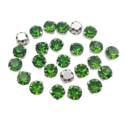 Round Glass Rhinestones with Claw – Silver Base Sew-On Crystals for Clothing, Shoes, and Crafts